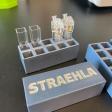 10-slot cuvette holder with "Straehla" engraved and painted grey